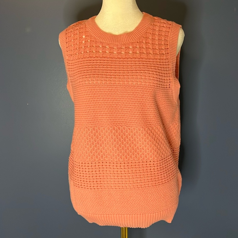 LOFT Peachy/Pink Sleeveless Sweater Vest 100% cotton, machine wash & tumble dry